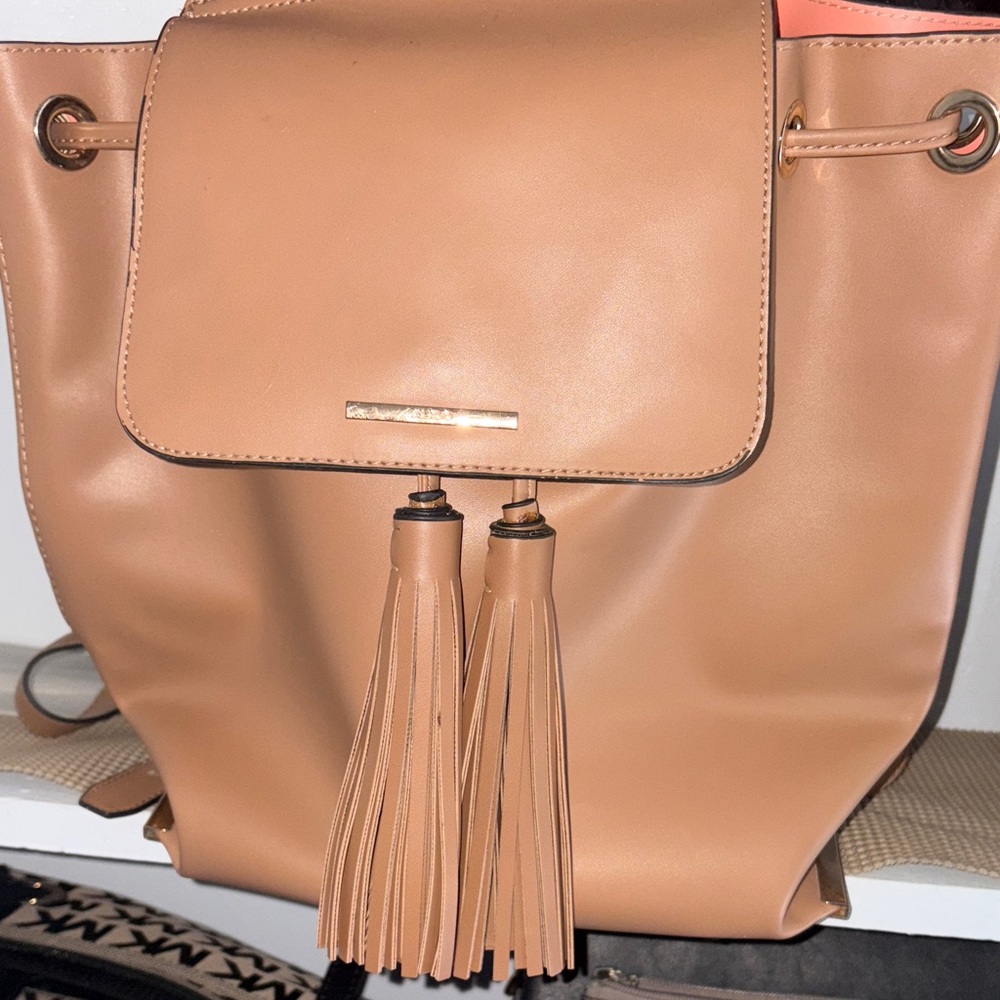 Aldo Tan Backpack with Tassel Accents
